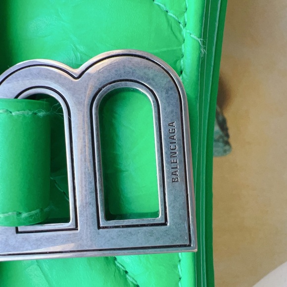 Balenciaga Crush Chain Bag S Quilted Crushed Calf As Vivid Green - Picture 3 of 7